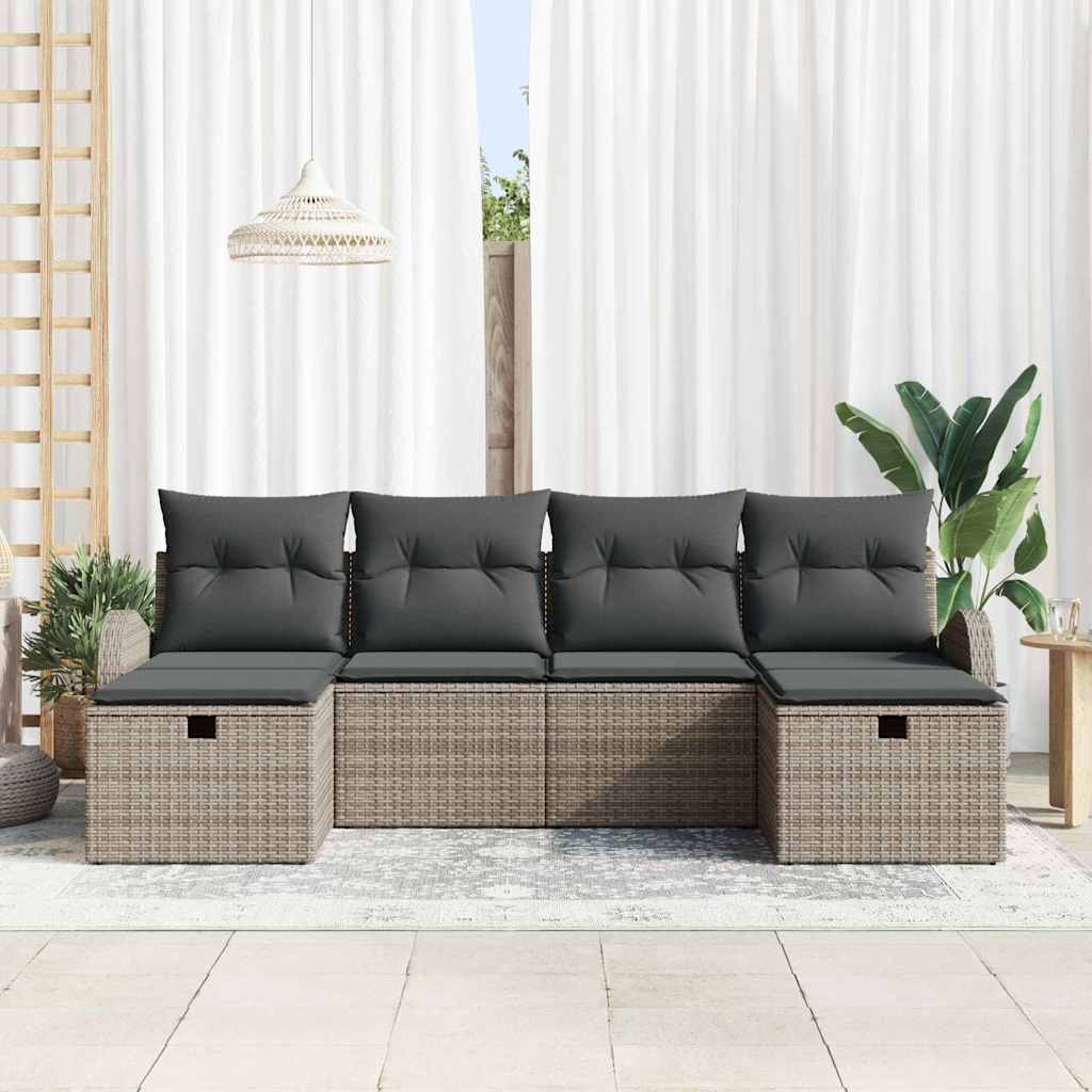 Conjunto de sofá de jardín con cojín 6 pcs Gris ratán sintético