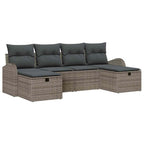 Conjunto de sofá de jardín con cojín 6 pcs Gris ratán sintético
