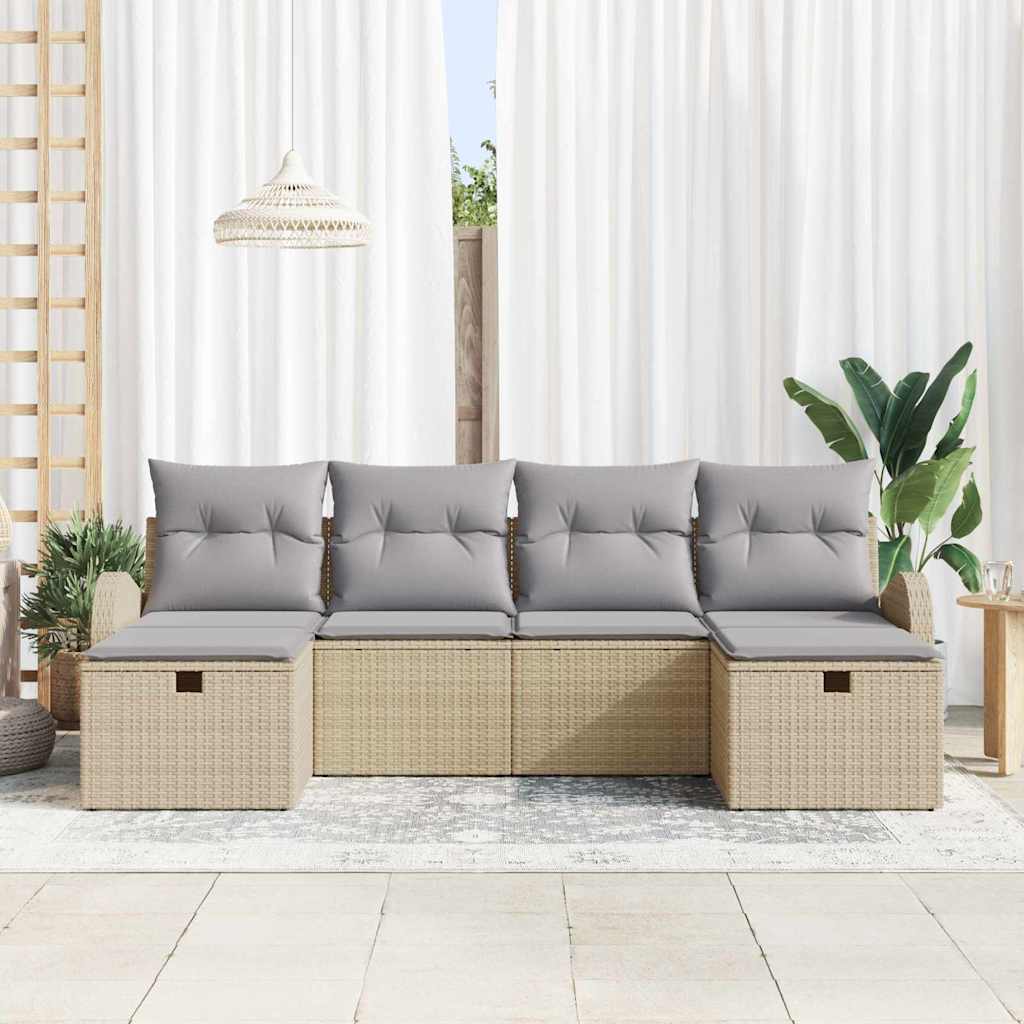 Conjunto de sofá de jardín 6 pcs Beige ratán sintético