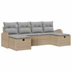 Conjunto de sofá de jardín 6 pcs Beige ratán sintético