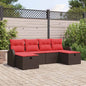 Conjunto de sofá de jardín 6 pcs Marrón ratán sintético