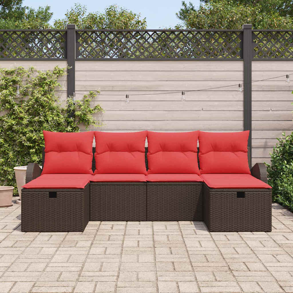 Conjunto de sofá de jardín 6 pcs Marrón ratán sintético