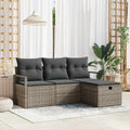Conjunto de sofá de jardín con cojín 4 pcs Beige Poliratán