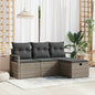 Conjunto de sofá de jardín con cojín 4 pcs Beige Poliratán