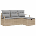 Conjunto de sofá de jardín con cojín 4 pcs Beige Poliratán