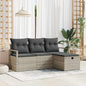 Conjunto de sofá de jardín con cojín 4 pcs Beige Poliratán