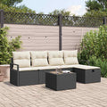 Conjunto de sofá de jardín con cojín 6 pcs Negro Poliratán