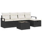 Conjunto de sofá de jardín con cojín 6 pcs Negro Poliratán