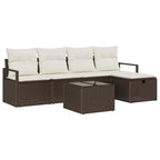 Conjunto de sofá de jardín con cojín 6 pcs Marrón Poliratán