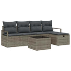 Conjunto de sofá de jardín con cojín 6 pcs Gris Poliratán