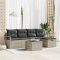 Conjunto de sofá de jardín con cojín 6 pcs Gris claro Poliratán