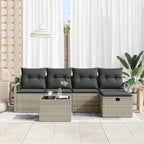 Conjunto de sofá de jardín con cojín 6 pcs Gris claro Poliratán