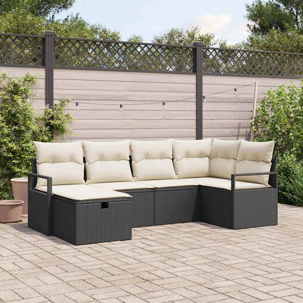 Conjunto de sofá de jardín 6 pcs Beige ratán sintético
