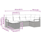 Conjunto de sofá de jardín 6 pcs Beige ratán sintético