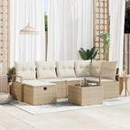 Conjunto de sofá de jardín 6 pcs Beige ratán sintético