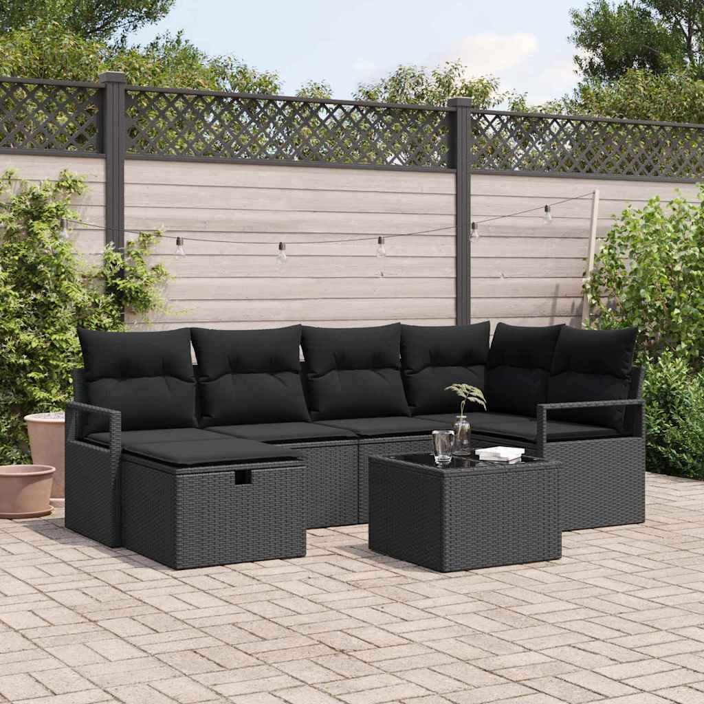 Conjunto de sofá de jardín 6 pcs Beige ratán sintético