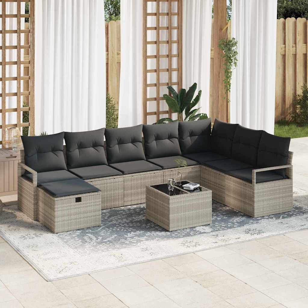 Conjunto de sofá com almofadas 5 pçs rotim sintético