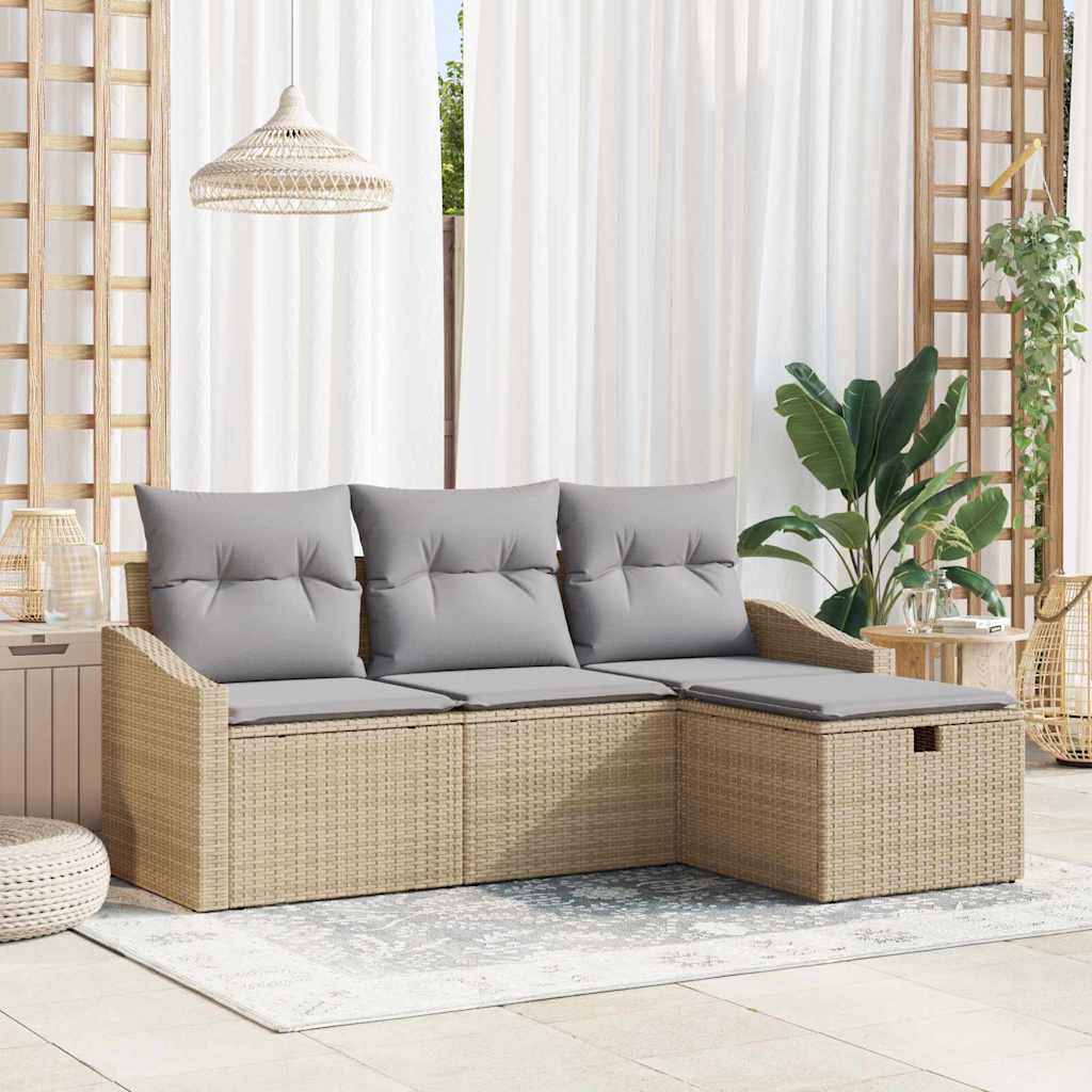 Conjunto de sofá de jardín 7 pcs Beige Poliratán