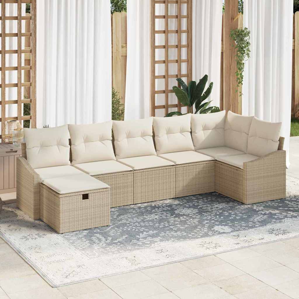 Conjunto de Sofá com almofadas 7 pçs vime sintético