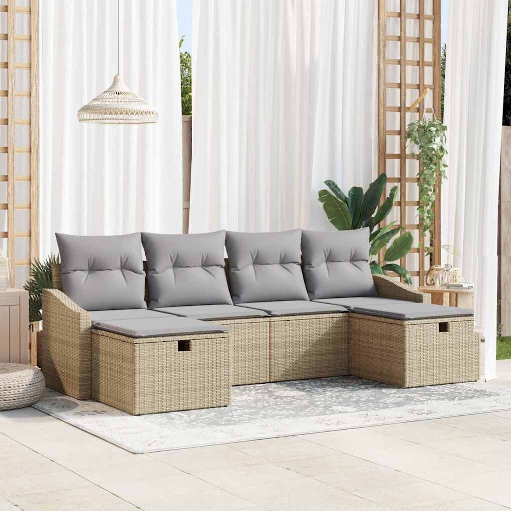 Conjunto de sofá de jardín con cojín 8 pcs gris y azul marino