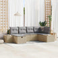 6-Piece Synthetic Rattan Sofa Set with Cushions