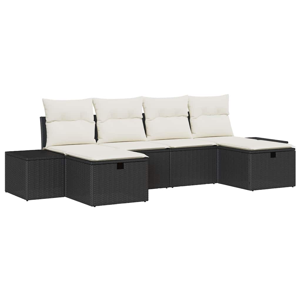 Conjunto de sofá de jardín con cojín 6 pcs ratán sintético