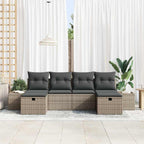 Conjunto de sofá de jardín con cojín 6 pcs Gris ratán sintético