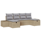 Conjunto de sofá de jardín 6 pcs Beige ratán sintético