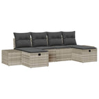 Conjunto de sofá de jardín 6 pcs Gris Claro ratán sintético