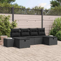 Conjunto de sofá de jardín 6 pcs Negro ratán sintético
