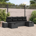Conjunto de sofá de jardín 6 pcs Negro ratán sintético