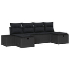 Conjunto de sofá de jardín 6 pcs Negro ratán sintético