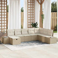 Conjunto de sofá de jardín con almohada 8 pcs Beige Poliratán