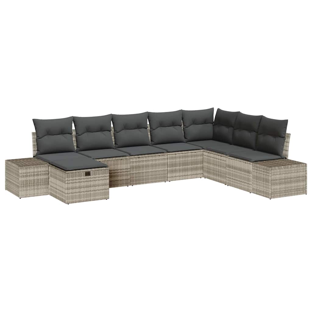 Conjunto de sofá de jardín 8 pcs Gris claro Poliratán