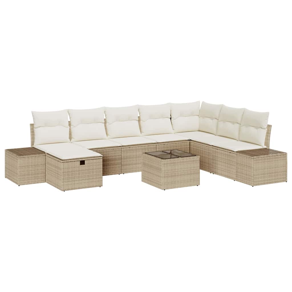 Conjunto de sofá de jardín 9 pcs Beige 55 x 62 x 69 cm