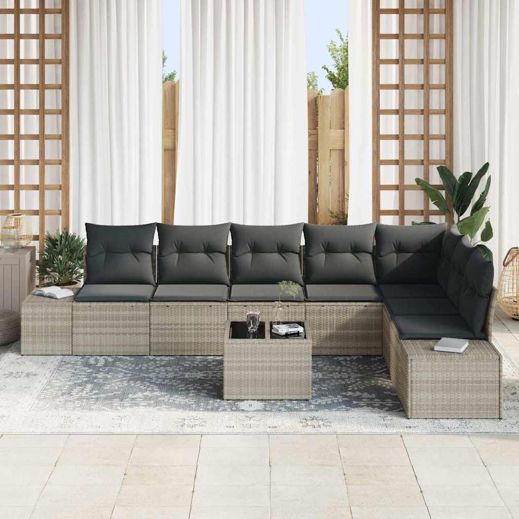 Conjunto de sofá de jardín 9 pcs Gris claro Poliratán