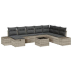 Conjunto de sofá de jardín 9 pcs Gris claro Poliratán