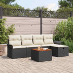 Conjunto de sofás de jardín con cojín 6 pcs Negro Poliratán