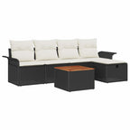 Conjunto de sofás de jardín con cojín 6 pcs Negro Poliratán