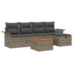 Conjunto de sofás de jardín con cojín 6 pcs Gris Poliratán