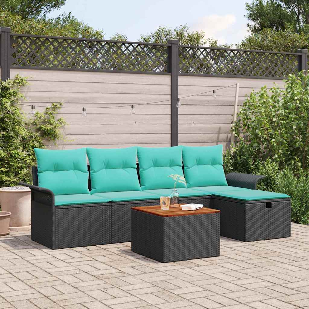 Conjunto de sofás de jardín con cojín 6 pcs Gris Poliratán