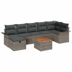 Conjunto de sofás de jardín con cojín 8 pcs Gris Poliratán