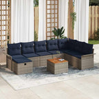 Conjunto de sofás de jardín con cojín 9 pcs Gris Poliratán