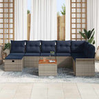 Conjunto de sofás de jardín con cojín 9 pcs Gris Poliratán
