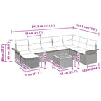 Conjunto de sofás de jardín con cojín 9 pcs Gris Poliratán