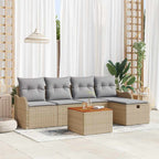 Conjunto de sofás de jardín con cojín 6 pcs Beige Poliratán