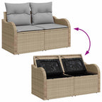 Conjunto de sofás de jardín con cojín 6 pcs Beige Poliratán