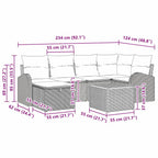 Conjunto de sofás de jardín con cojín 7 pcs Beige Poliratán