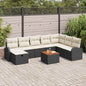 Conjunto de sofás de jardín con cojín 9 pcs Beige Poliratán