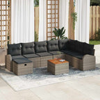 Conjunto de sofás de jardín con cojín 9 pcs Beige Poliratán